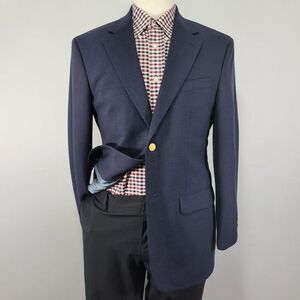 Stafford‎ Men's Sport Coat Blazer Two Button Deep Navy Polyester Wool Size 38R